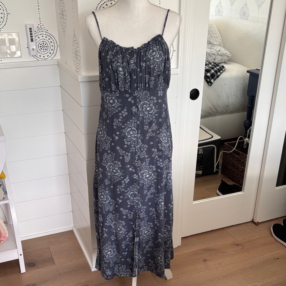 Madewell Blue Floral Midi Dress